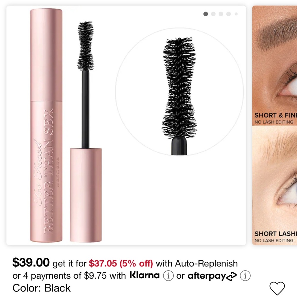 Too Faced Black Mascara for Voluminous Defined Lashes